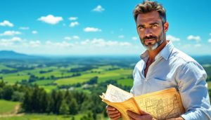 Un expert agricole examine attentivement des échantillons de sol sur un champ.