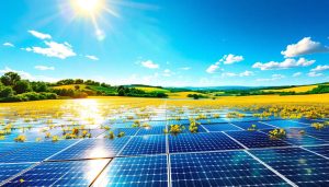 Panneaux solaires installés sous un ciel typiquement français.