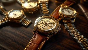 Montre Rolex vintage élégamment posée sur un fond neutre.